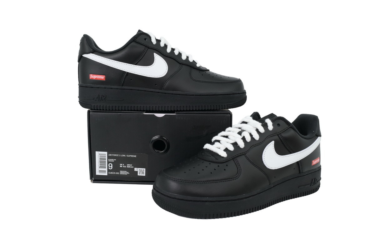 Max Size US14=UK13=EUR48.5=CM32 Nike Supreme x Air Force 1 Low Black Warrior Black And White