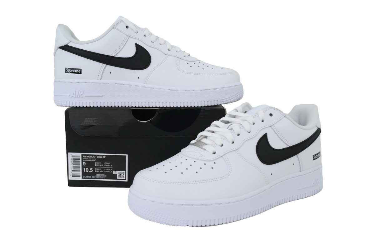 Max Size US14=UK13=EUR48.5=CM32 Nike Supreme x Air Force 1 Low ‘Box Logo – White Black’