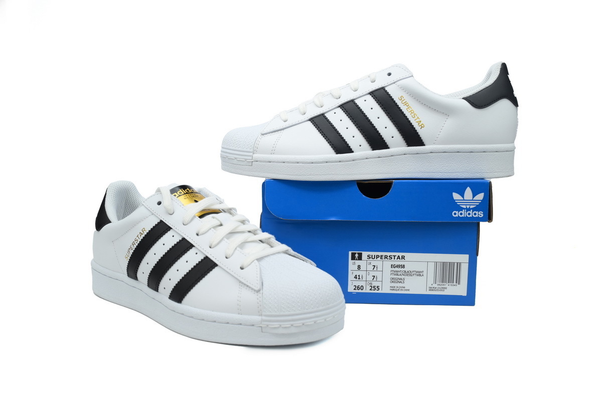 adidas Superstar Shoes White Black Gold